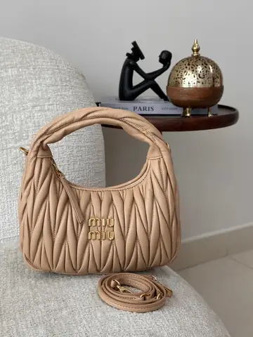 Best Miu Miu Wander Bag Mini Beige Matelassé Leather product photo in Karama, Dubai
