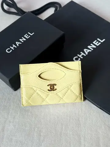 Chanel 31 Card Holder Pastel Yellow Caviar Leather Dubai Luxury Items product photo in Karama, Dubai