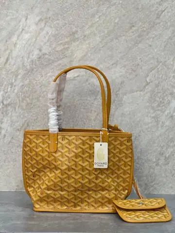 Goyard Anjou Mini Tote Bag Yellow Canvas Leather product photo in Karama, Dubai
