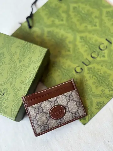 Gucci Card Holder Beige Brown GG Logo Patch Canvas product photo in Karama, Dubai