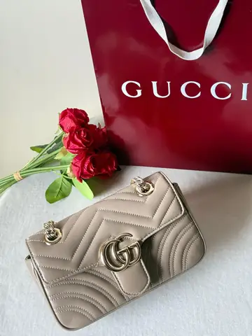 Gucci GG Marmont Small Beige Matelasse Shoulder Bag product photo in Karama, Dubai