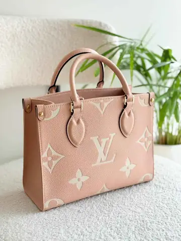 Louis Vuitton Onthego PM Rose Trianon Creme Giant Empreinte Monogram Canvas Tote Bag Dubai Luxury Items product photo in Karama, Dubai