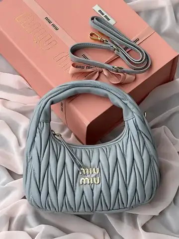 Miu Miu Wander Matelasse Nappa Leather Hobo Gray product photo in Karama, Dubai